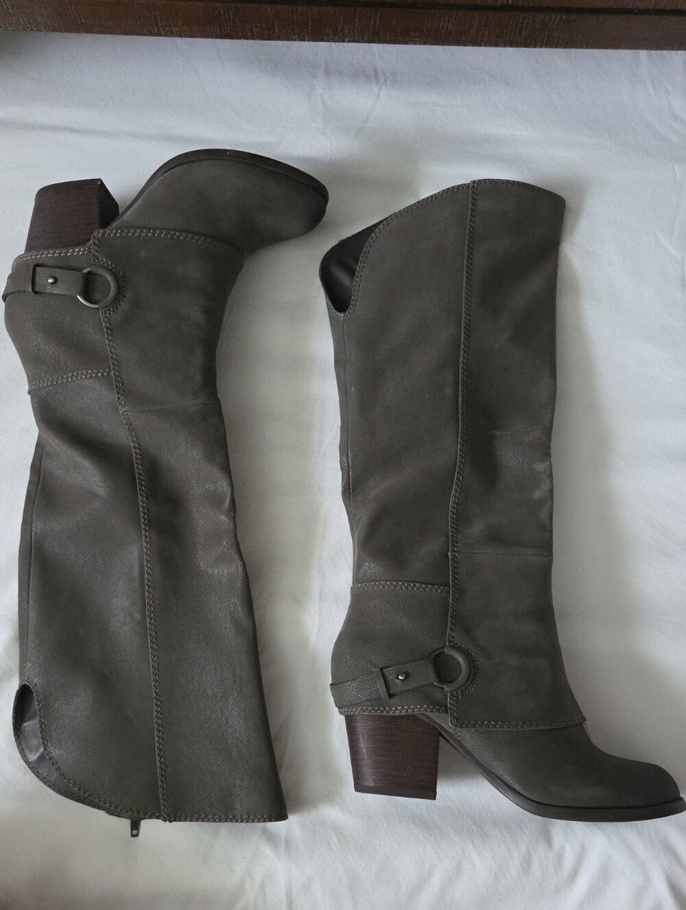 Fergalicious Gray Knee-High Block Heel Boots